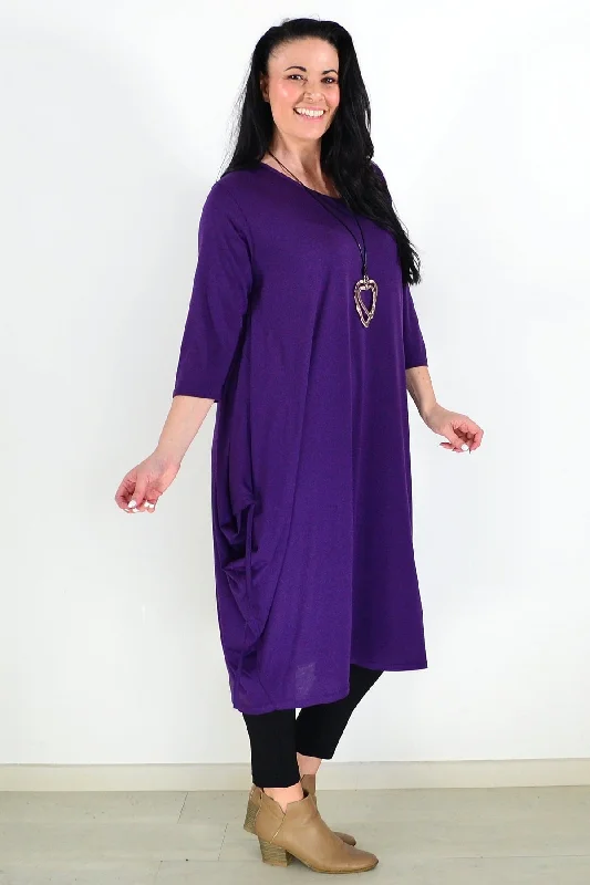 Purple Relaxed Oversized Tunic Dress