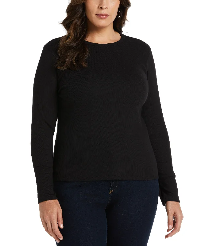 Plus Size Ribbed Crew Neck Tee