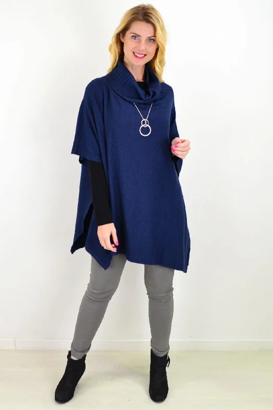 Rustic Blue Winter Poncho Tunic