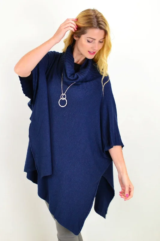 Rustic Blue Winter Poncho Tunic