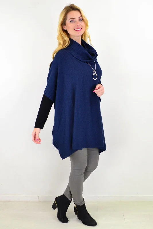 Rustic Blue Winter Poncho Tunic