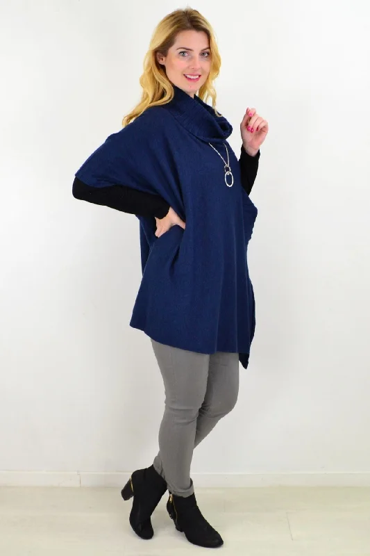 Rustic Blue Winter Poncho Tunic