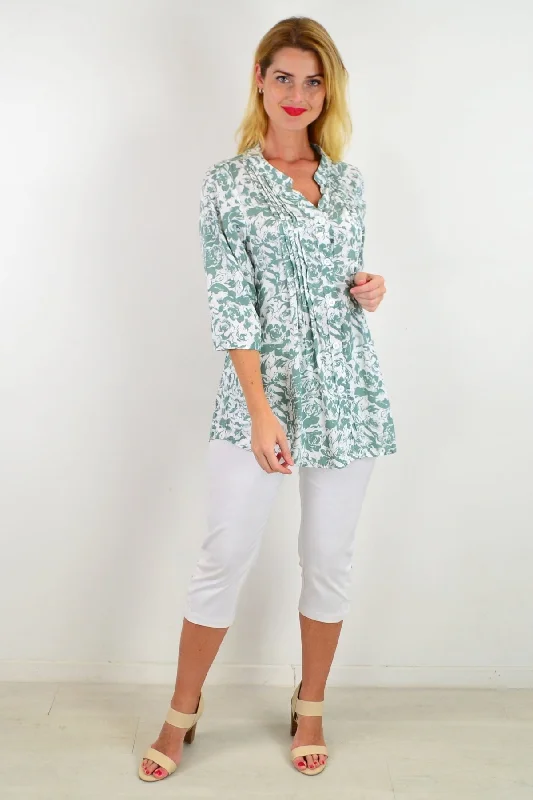 Sage Green Roxanne Floral Tunic Shirt