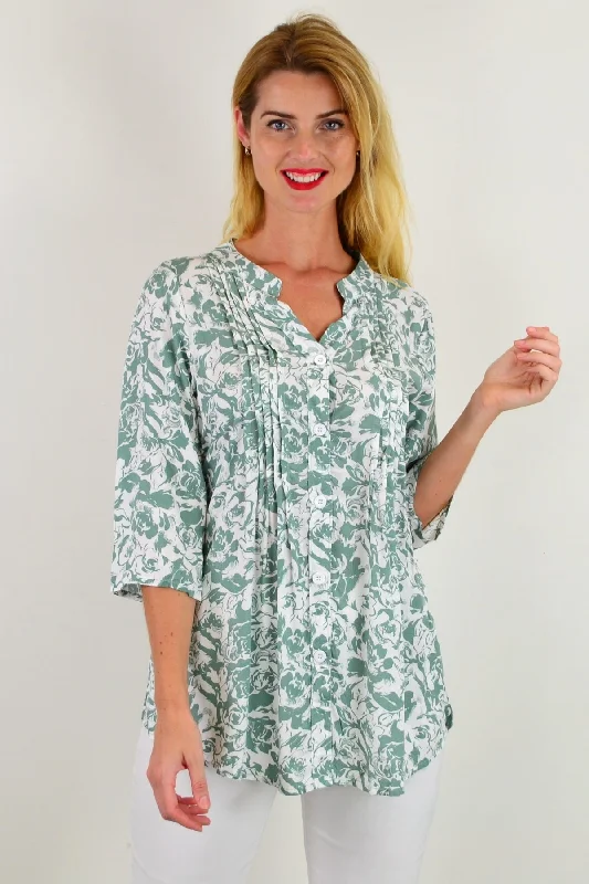 Sage Green Roxanne Floral Tunic Shirt