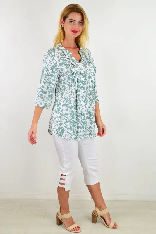 Sage Green Roxanne Floral Tunic Shirt