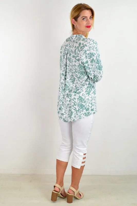 Sage Green Roxanne Floral Tunic Shirt