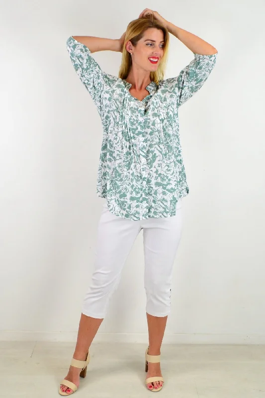 Sage Green Roxanne Floral Tunic Shirt