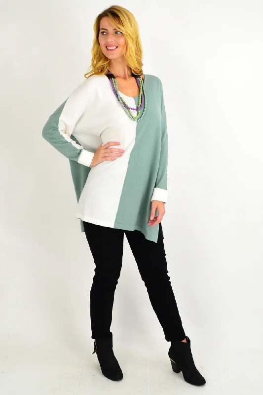 Sage Half & Half Wool Blend Tunic Jumper