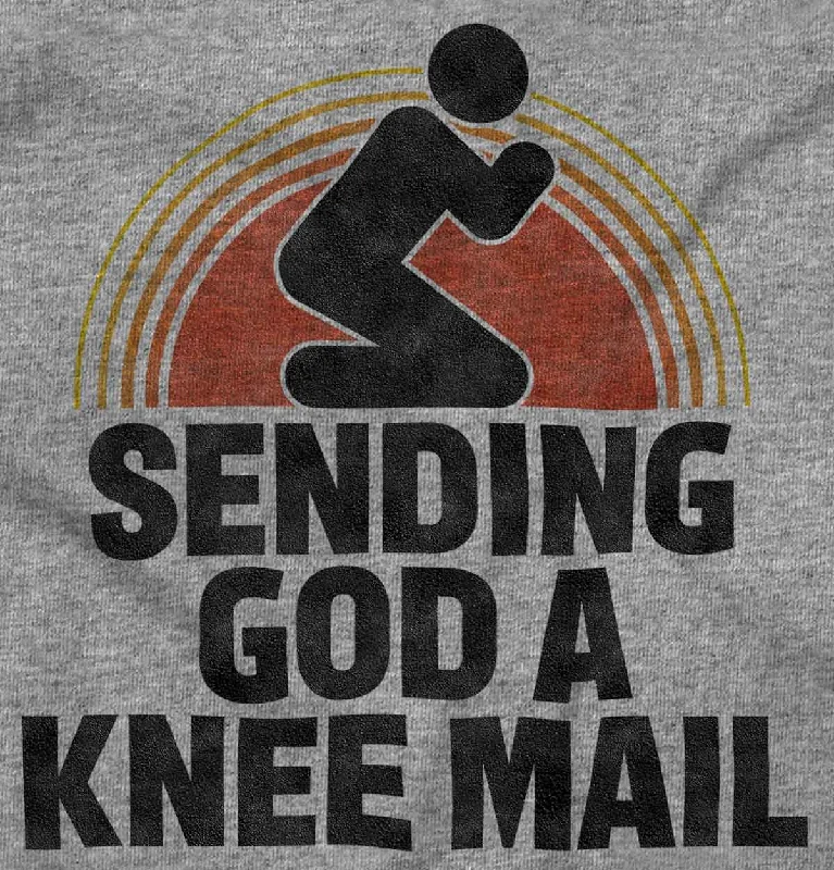 Sending God A Knee Mail Junior Fit V-Neck T Shirt