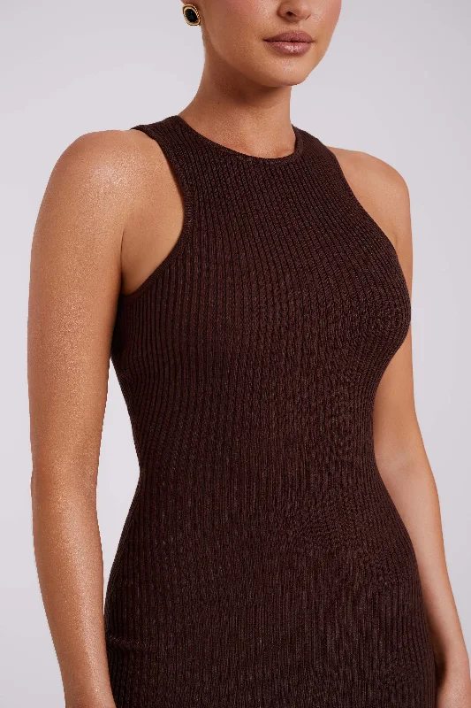 Sienna Knit Midi Dress - Chocolate