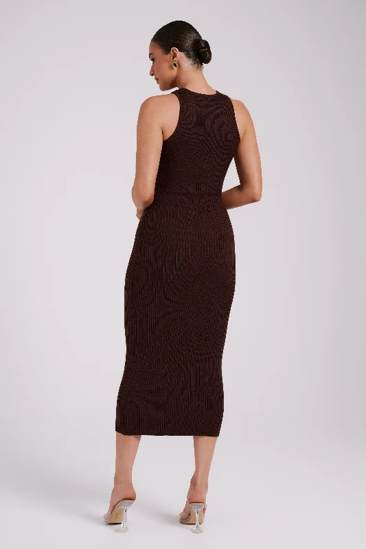 Sienna Knit Midi Dress - Chocolate