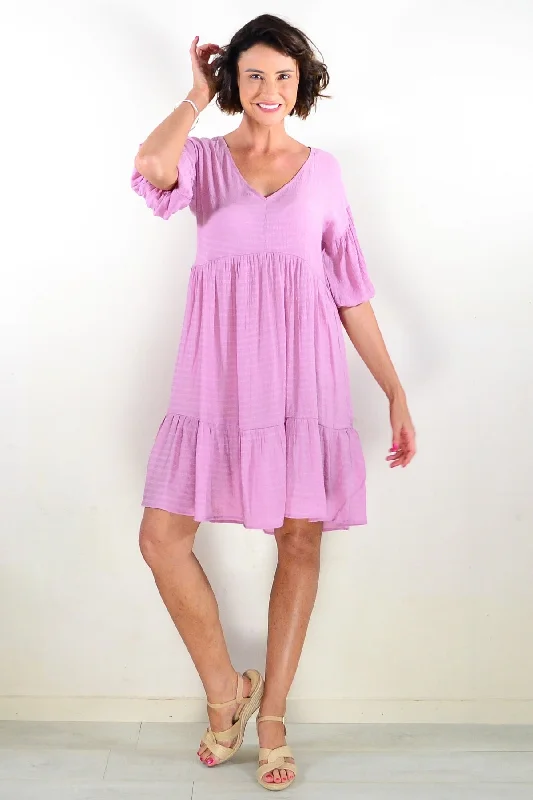 Soft Pink Tiered Tunic Dress