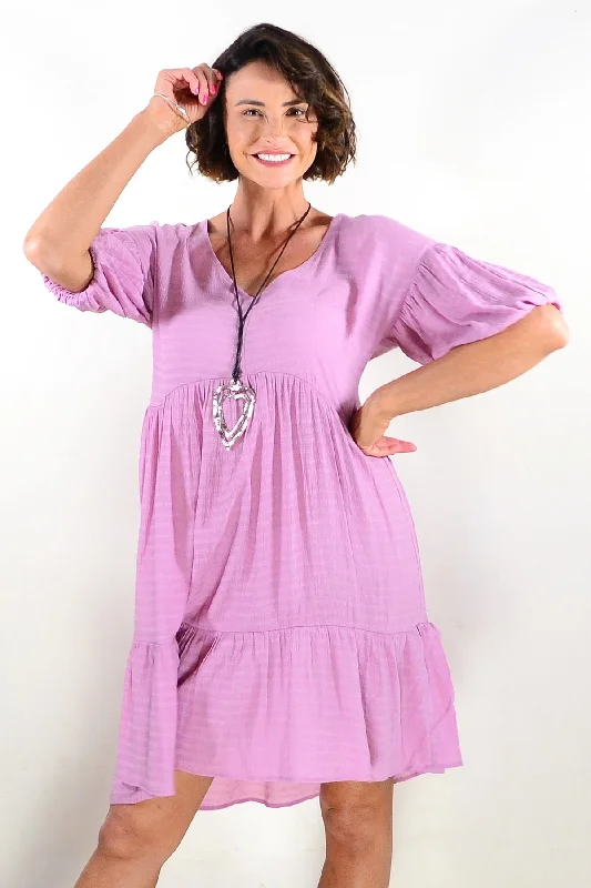 Soft Pink Tiered Tunic Dress