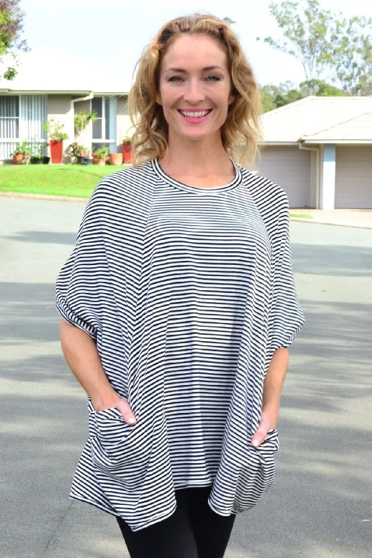 Stripes and Lines Oversized Tunic Top