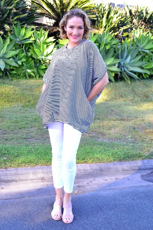 Stripes and Lines Oversized Tunic Top