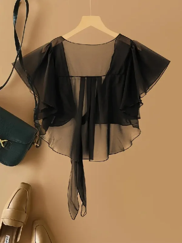 Tasha Plus Size Chiffon Cover Up in Black