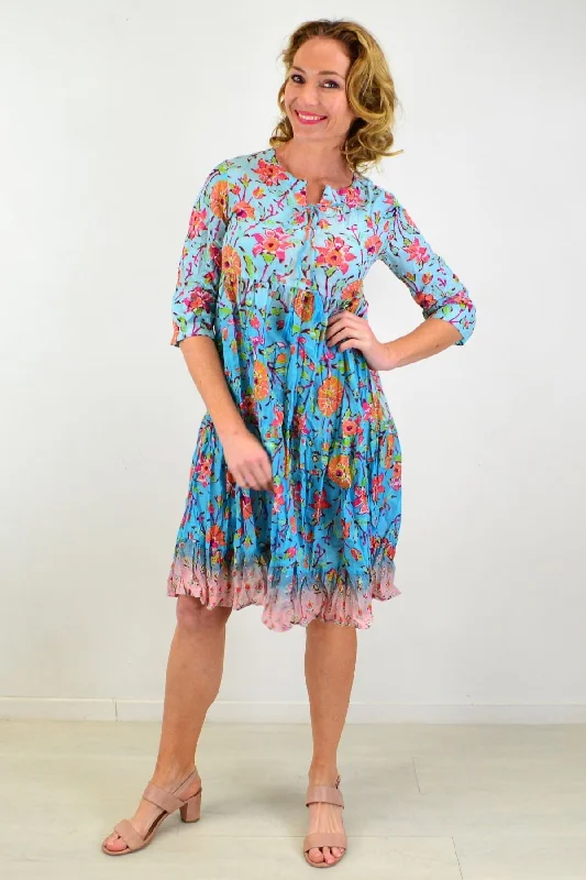 Breeze Floral Tie Neck Tunic Dress