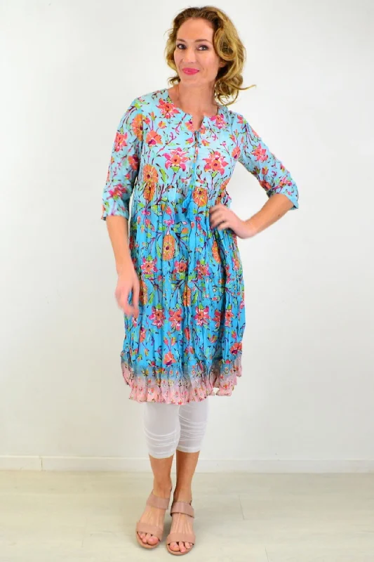 Breeze Floral Tie Neck Tunic Dress