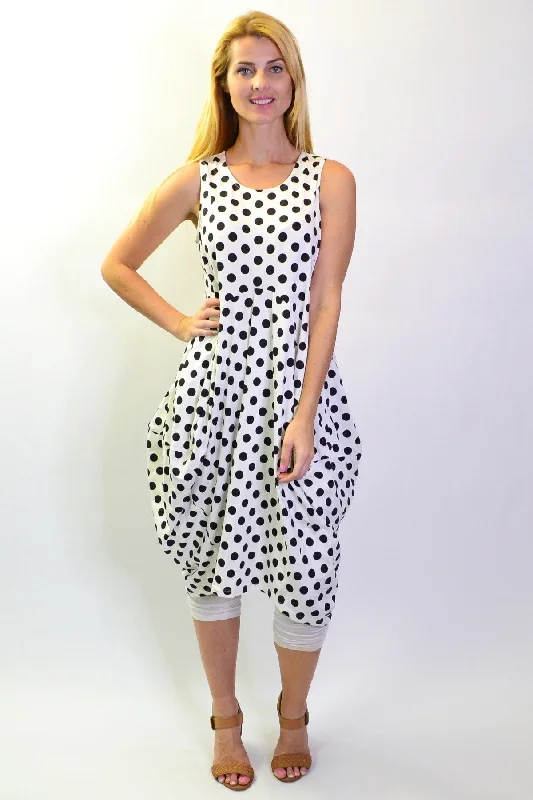 Vivian Black and White Spot Tunic Dress