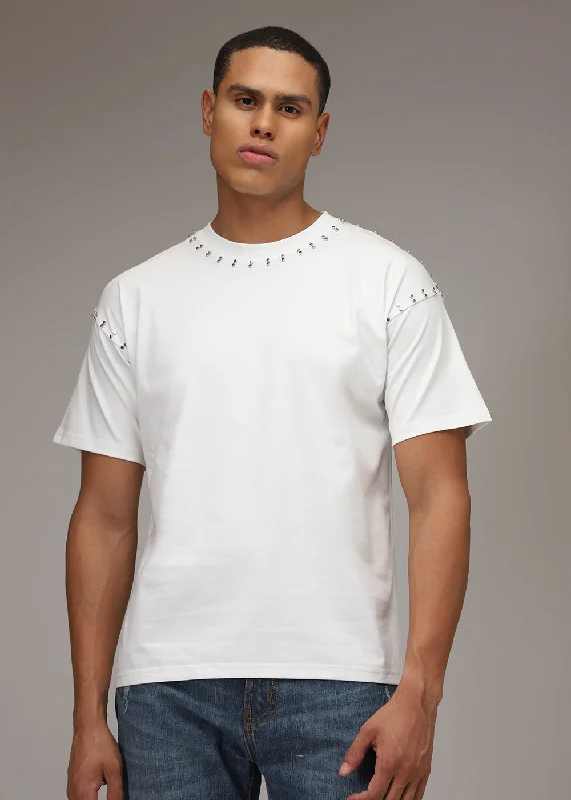 White Embellishment Oversized T-shirt