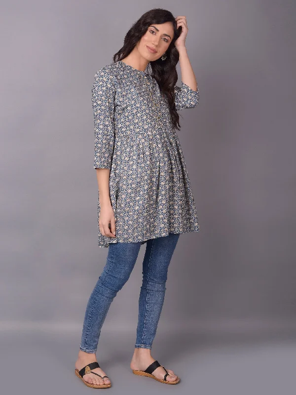 Women Grey Floral Printed Tunic