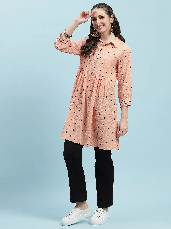 Women Peach Solid Tunic