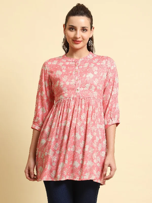 Women Pink Fit And Flare Tunic