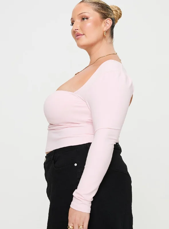 Adella Long Sleeve Top Pink Curve