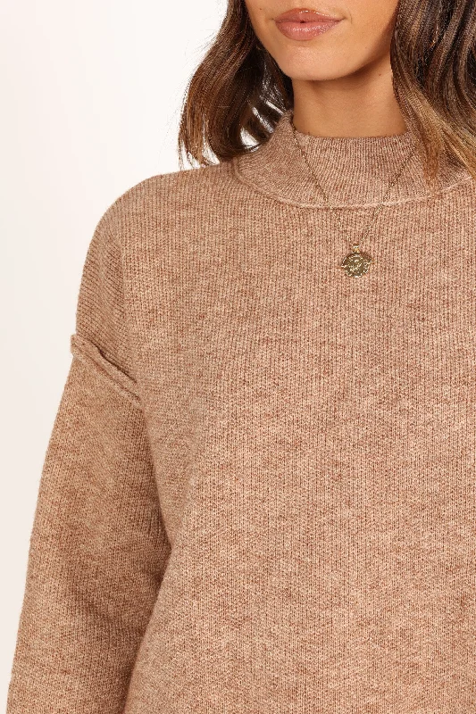 Alisa Mockneck Knit Sweater - Mocha