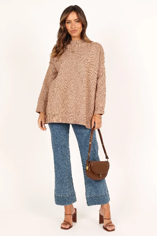 Alisa Mockneck Knit Sweater - Mocha