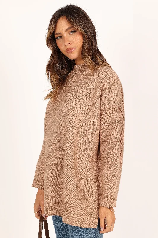 Alisa Mockneck Knit Sweater - Mocha