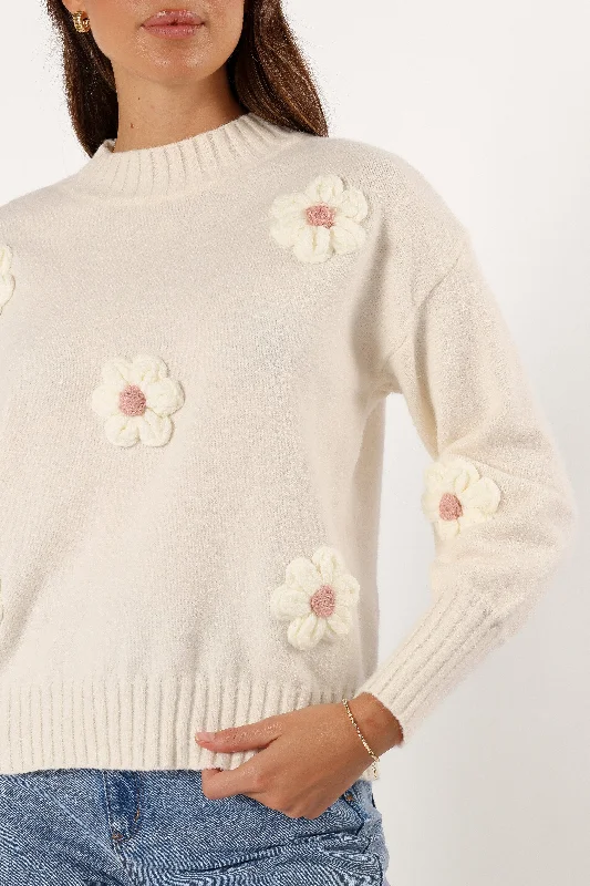 Alto Flower Knit Sweater - White