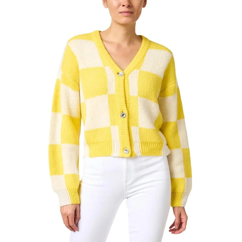 Amara Cardigan In Yellow/white