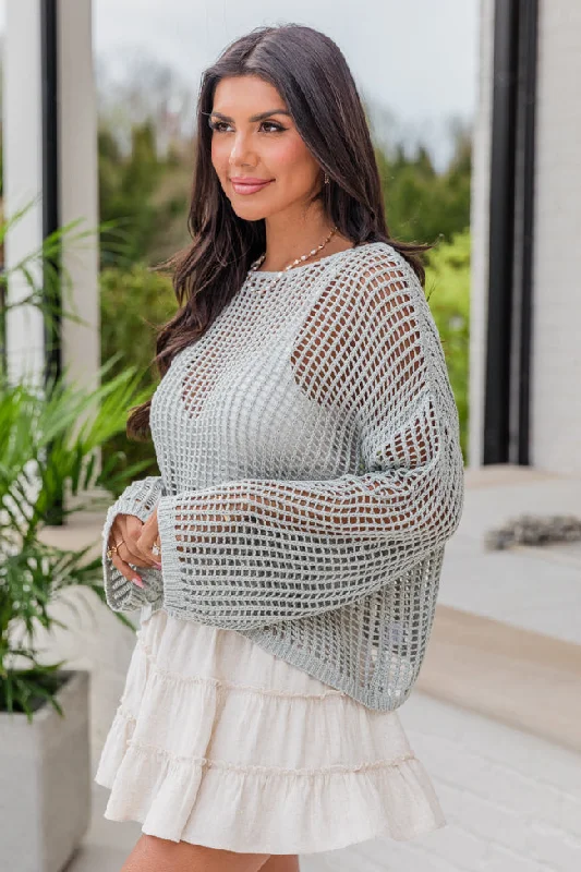 At Your Fingertips Sage Open Knit Sweater