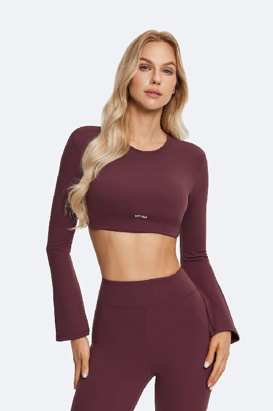 Backless Full-Sleeve Crop Top