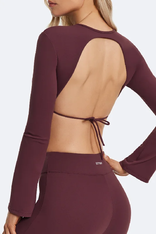 Backless Full-Sleeve Crop Top