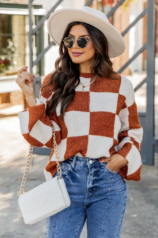 Best Behavior Brown Checkered Sweater