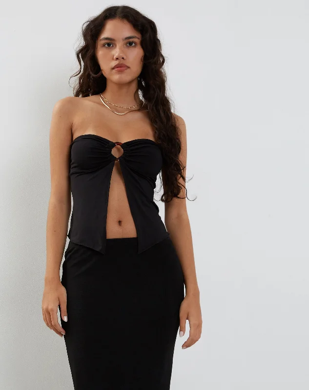 Brea Bandeau Top in Slinky Black