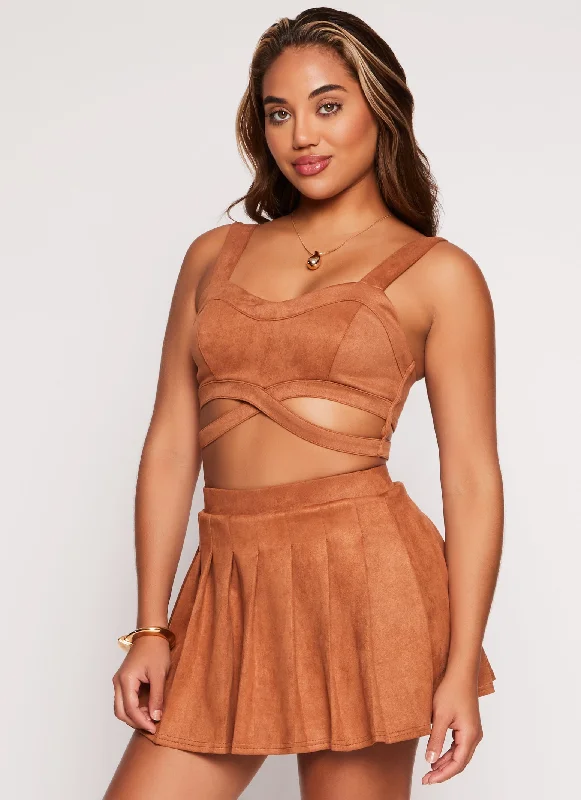 Haute Monde Zip Back Cut Out Crop Top