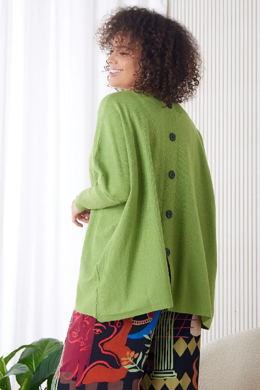 Button Back Knit Jumper - Green