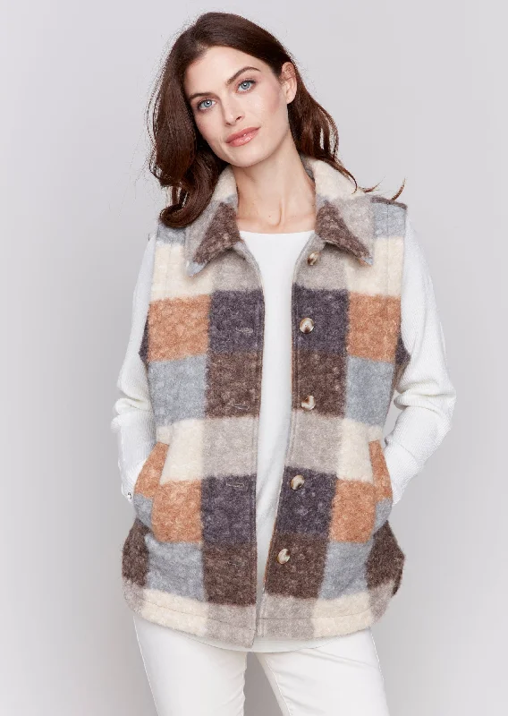 Charlie B - Sherpa Plaid Long Vest