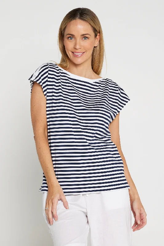 Cotton Boat Tee - Navy Stripe