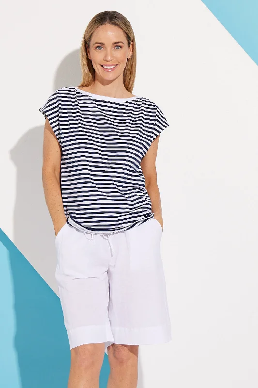 Cotton Boat Tee - Navy Stripe