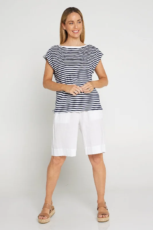 Cotton Boat Tee - Navy Stripe