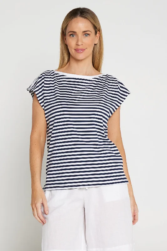 Cotton Boat Tee - Navy Stripe