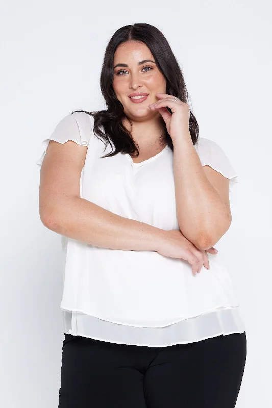 Phoebe Chiffon Top - Ivory