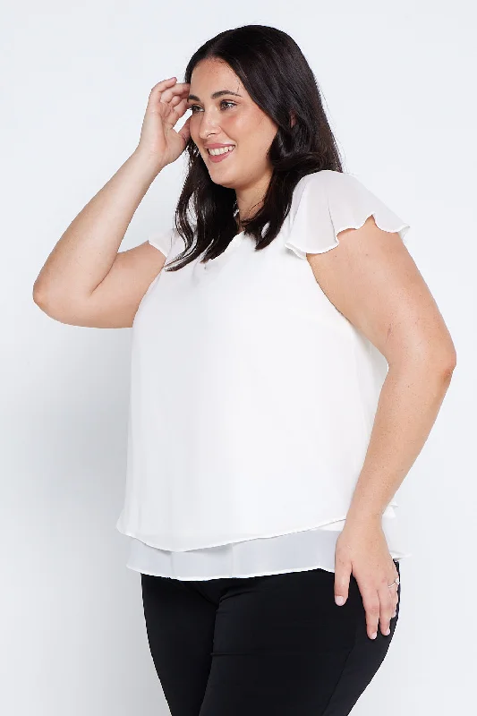 Phoebe Chiffon Top - Ivory