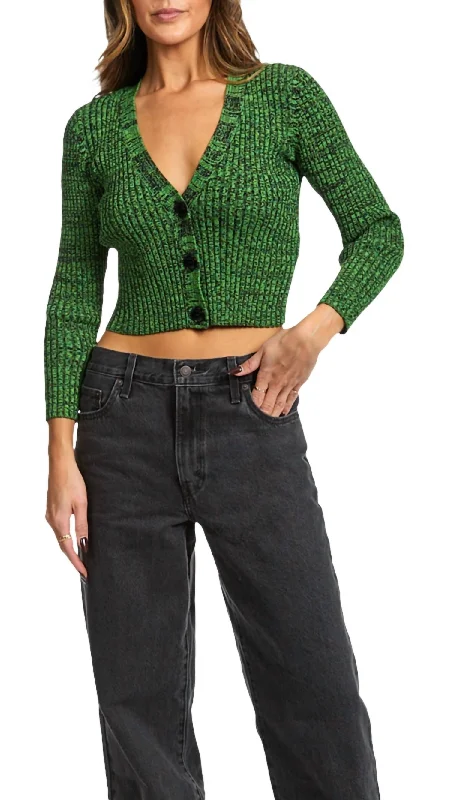 Cropped Cardigan In Green