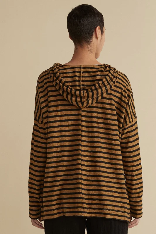 Cut Loose Linen Cotton Jersey Black/Natural Stripe Sweatshirt Fall 2024- Special Order