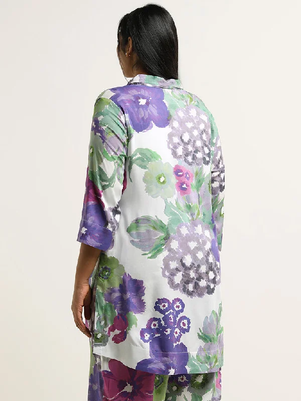 Diza Lilac Floral Printed Tunic